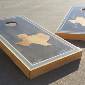 Grey Cornhole Board Oak Texas Inlay
